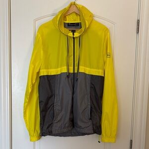 Under Armour Men's Yellow and Gray Hooded HeatGear Windbreaker Size Large EUC
